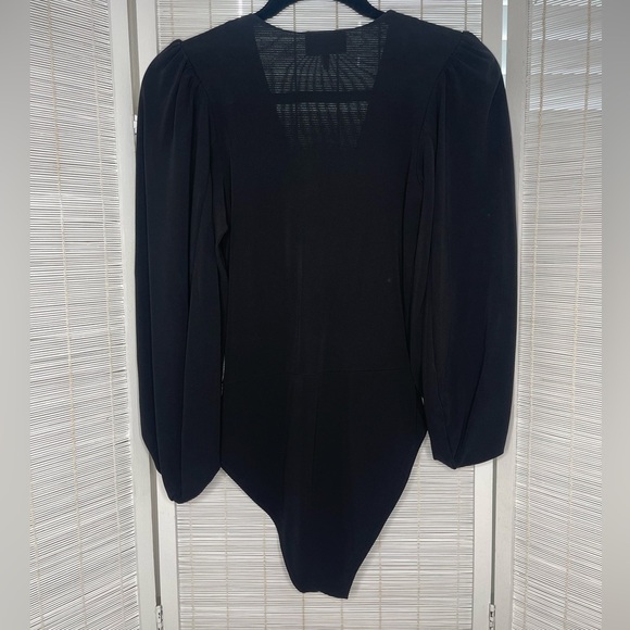 Ganni Balloon Sleeve Jersey Bodysuit Black Size 2 - Picture 5 of 10